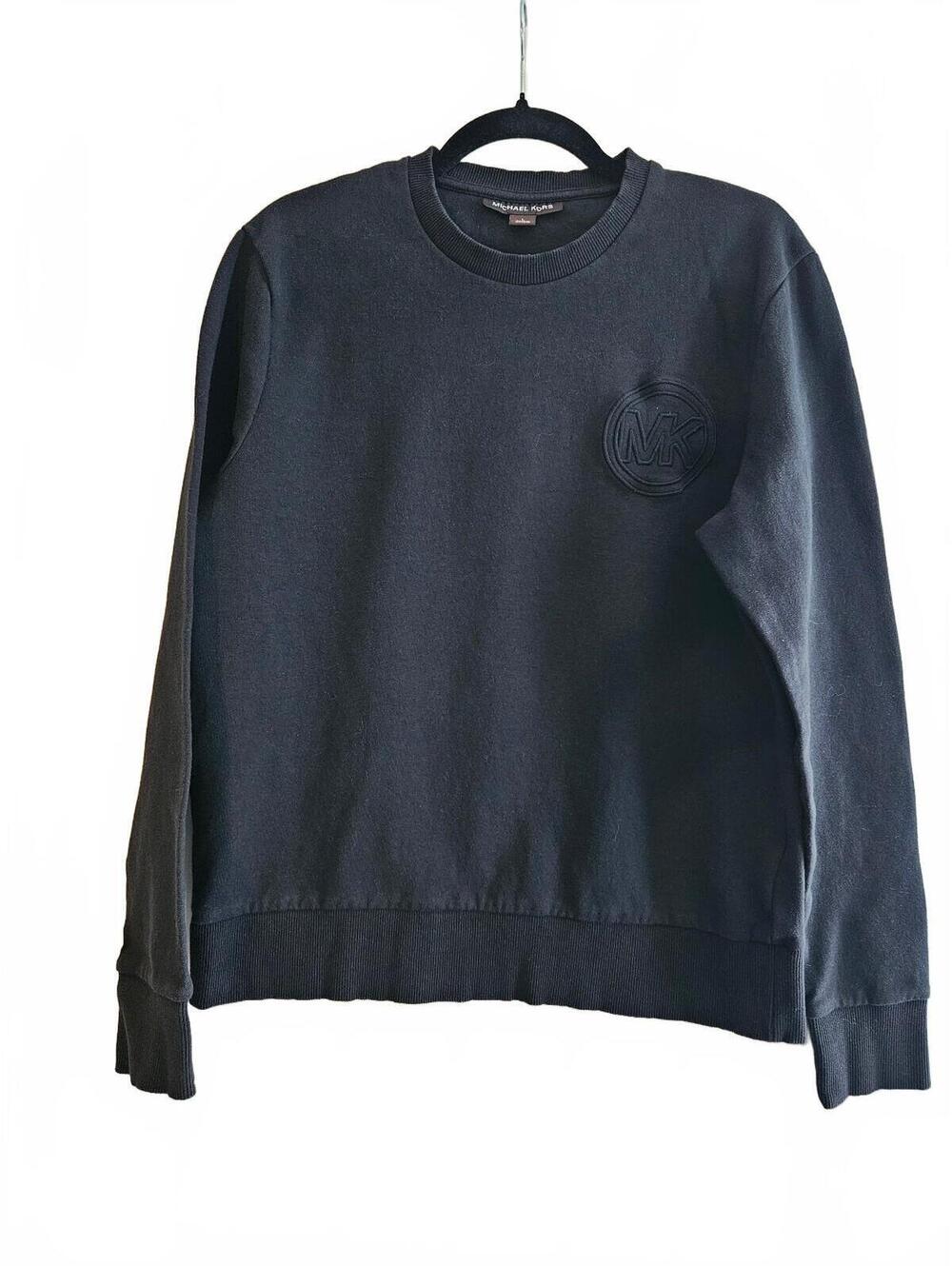 Michael Kors Black Cotton Blend Sweatshirt with Tonal Patch Detail Size L Unisex